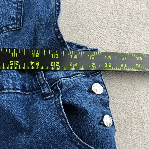 Womens Bib Overalls Large Blue Denim Flare Leg Vintage Medium Wash Casual Y2K - Picture 4 of 16